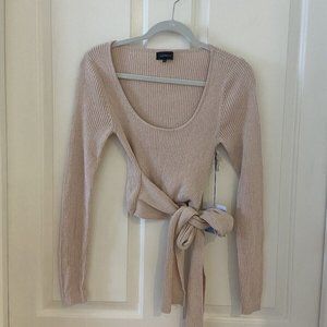 Majorelle Revolve Sweater Blush Pink With Shimmer Glitter Crop Top Tie Size S